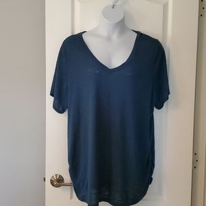 Avenue Teal Tshirt w rouchig on side detail